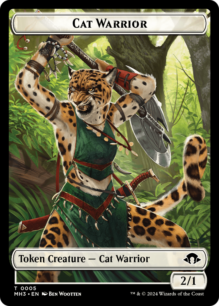 Cat Warrior // Energy Reserve Double-Sided Token [Modern Horizons 3 Tokens]