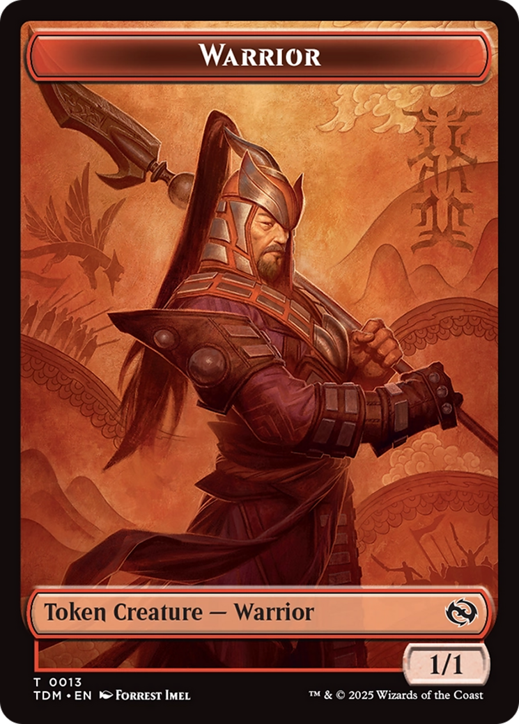 Dragon (0011) // Warrior Double-Sided Token [Tarkir: Dragonstorm Tokens]
