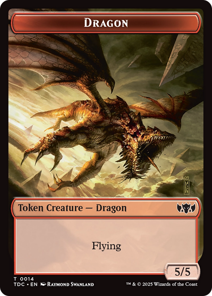 Dragon (0014) // Treasure Double-Sided Token [Tarkir: Dragonstorm Commander Tokens]
