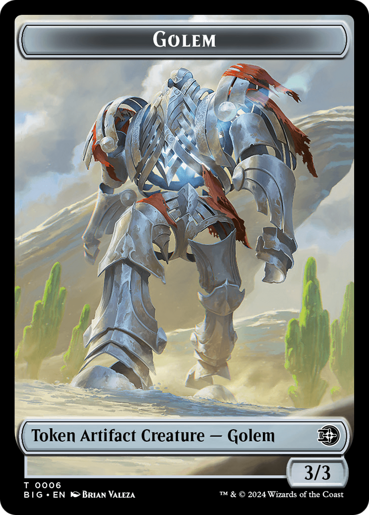 Mercenary // Golem Double-Sided Token [Outlaws of Thunder Junction Tokens]