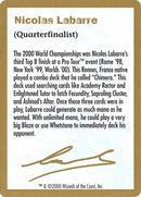 2000 Nicolas Labarre Biography Card [World Championship Decks]