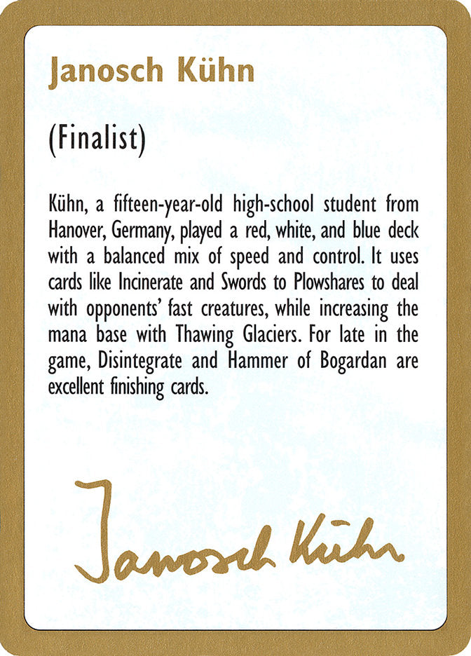 Janosch Kuhn Bio [World Championship Decks 1997]