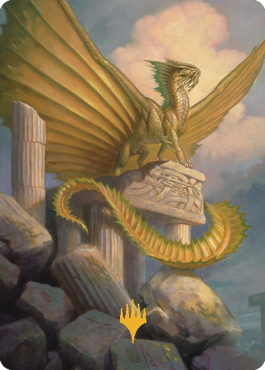 Ancient Gold Dragon Art Card (05) (Gold-Stamped Signature) [Commander Legends: Battle for Baldur's Gate Art Series]
