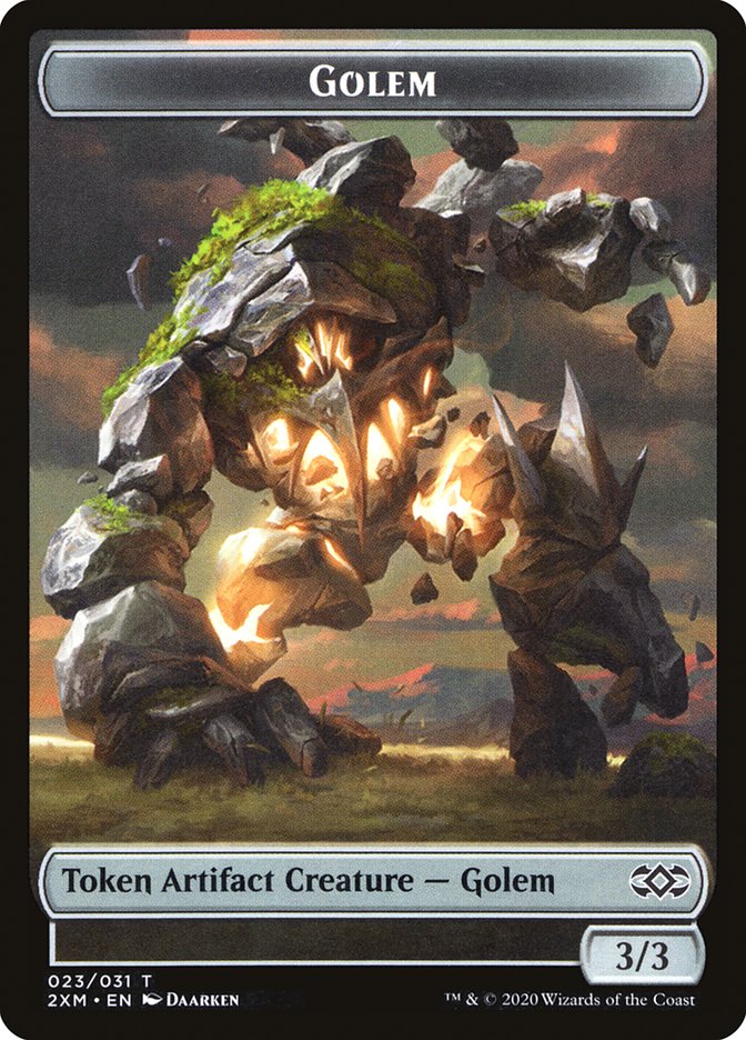 Clue // Golem Double-Sided Token [Double Masters Tokens]